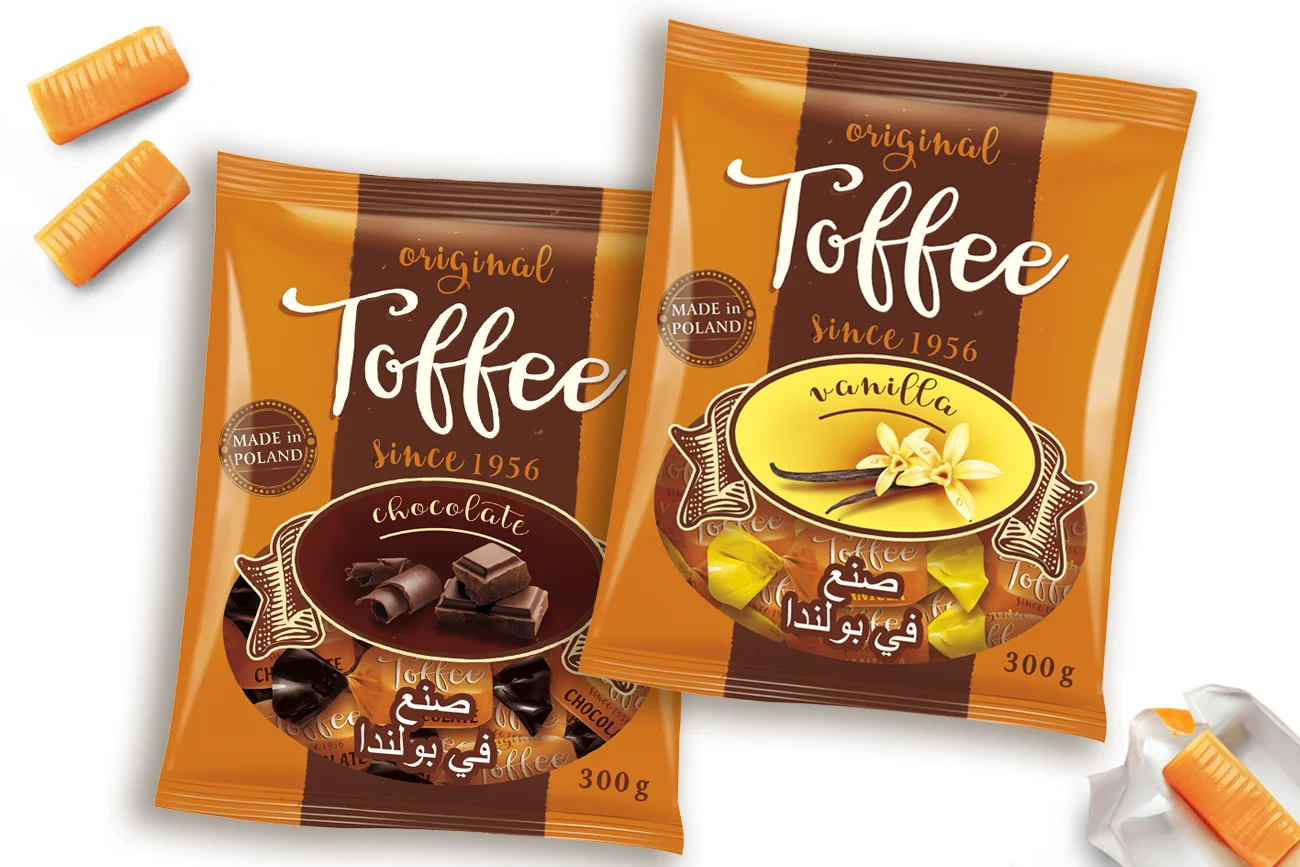 Opakowania cukierków toffi na rynek arabski